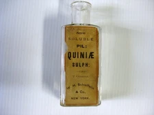 W H SCHIEFFELIN & CO MEDICINE BOTTLE EMBOSSED w ORIGINAL LABEL NEW YORK 