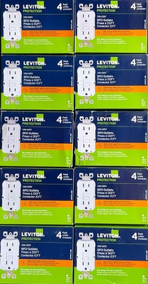 #ad 40PCS LEVITON GFNT1 4W 15A GFCI OUTLET WH NEW these are not tamper resistant $379.99
