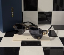 Gucci GG1220S Black Gold Aviator Sunglasses Ships Today