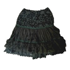 Ariella Black Ruffle Lace Tiered Layered Skirt L Whimsigoth Dark Romantic Fairy