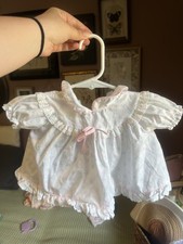 Alexis Collared Flower Ruffle Bow Vintage Baby Girl Dress Size 3 Months