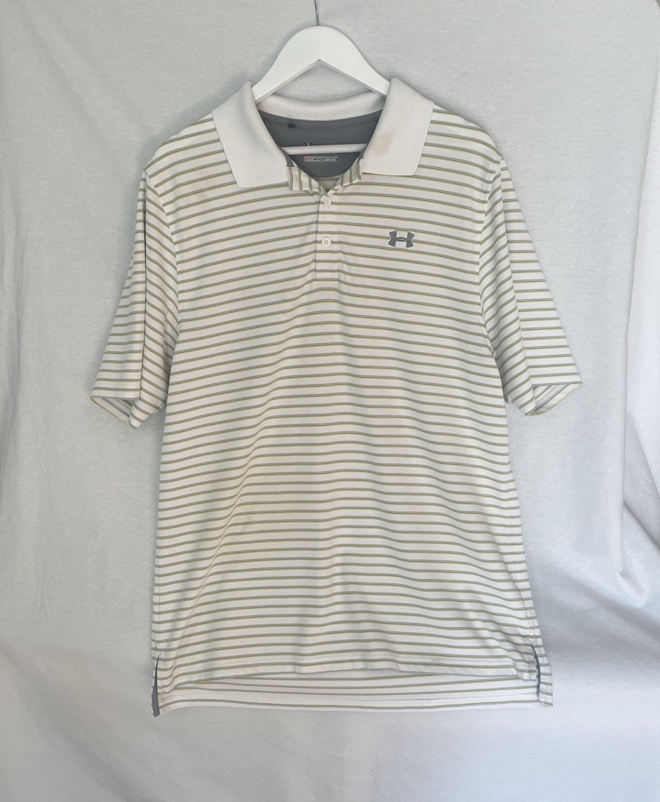 Under Armour Heat Gear Loose Men's Sz XL Polo Shirt Short Sleeve Striped