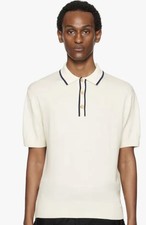 King And Tuckfield Cream Navy Men’s Merino Wool Relaxed Fit S/S Polo XL 9.5/10