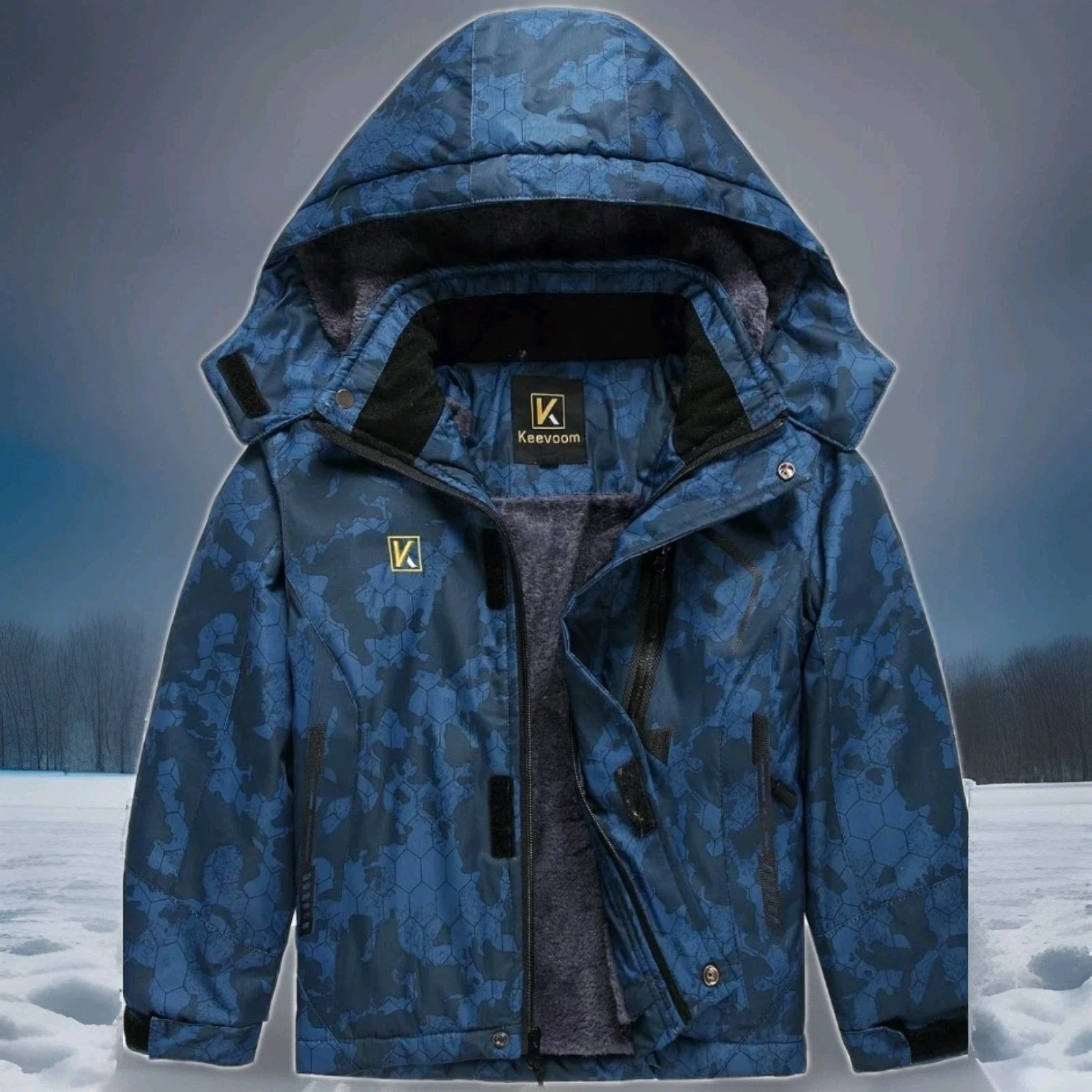 NWT Keevoom Boys Winter Ski Jacket Windproof Kids Fleece Snow Coat Hood Size 4-5