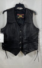 Bike Star Men's NWT Vintage Y2K Black Leather Motorcycle Vest Side Lace XL