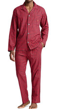 NWT Polo Ralph Lauren RED/BLACK PLAID FLANNEL Pajama/Lounge Set L YELLOW PONY
