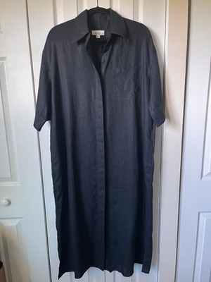 COS Linen Bottom Front Short Sleeve Maxi Oversized Shirt Dress Size 8 | eBay