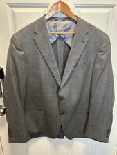 Hart Schaffner Marx Men's Gray Two Button 100 Wool Blazer Jacket 48L Unlined