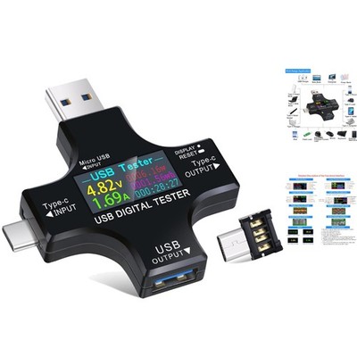 Versatile USB C Power Meter - 2-in-1 LCD Multimeter for Safe Charging & Testing