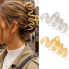 2 PCS Hair Claw Clips Gold Metal Claws Large Nonslip Accessories Women Girls