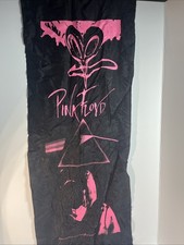 Vintage 1988 Pink Floyd Dark Side Wall Hanging Banner Black Pink Fabric Art