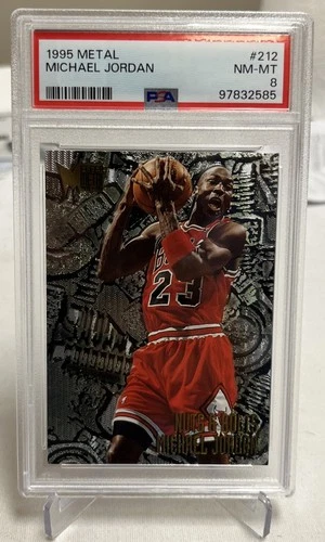 1995 Fleer Metal Michael Jordan Nuts & Bolts Basketball Card #212 Bulls PSA 8