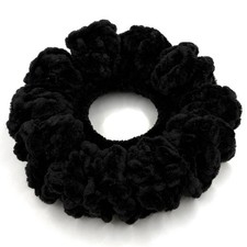 Black Crochet Velvet Scrunchies, Durable, Soft Polyester