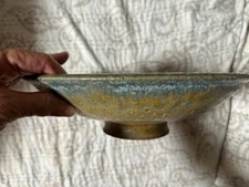 Wayne Chapman Bowl San Diego Allied Craftsmen Mid Century Pottery 11.25” In Diam