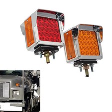 1pcs Square 52 Led Dual Face Stud Mount Pedestal Fender Turn Signal Marker Light