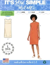 McCall's L9606 Sleeveless3-Yard Yoke Dress 2 Lengths Sz 10-22 UNCUT Pattern