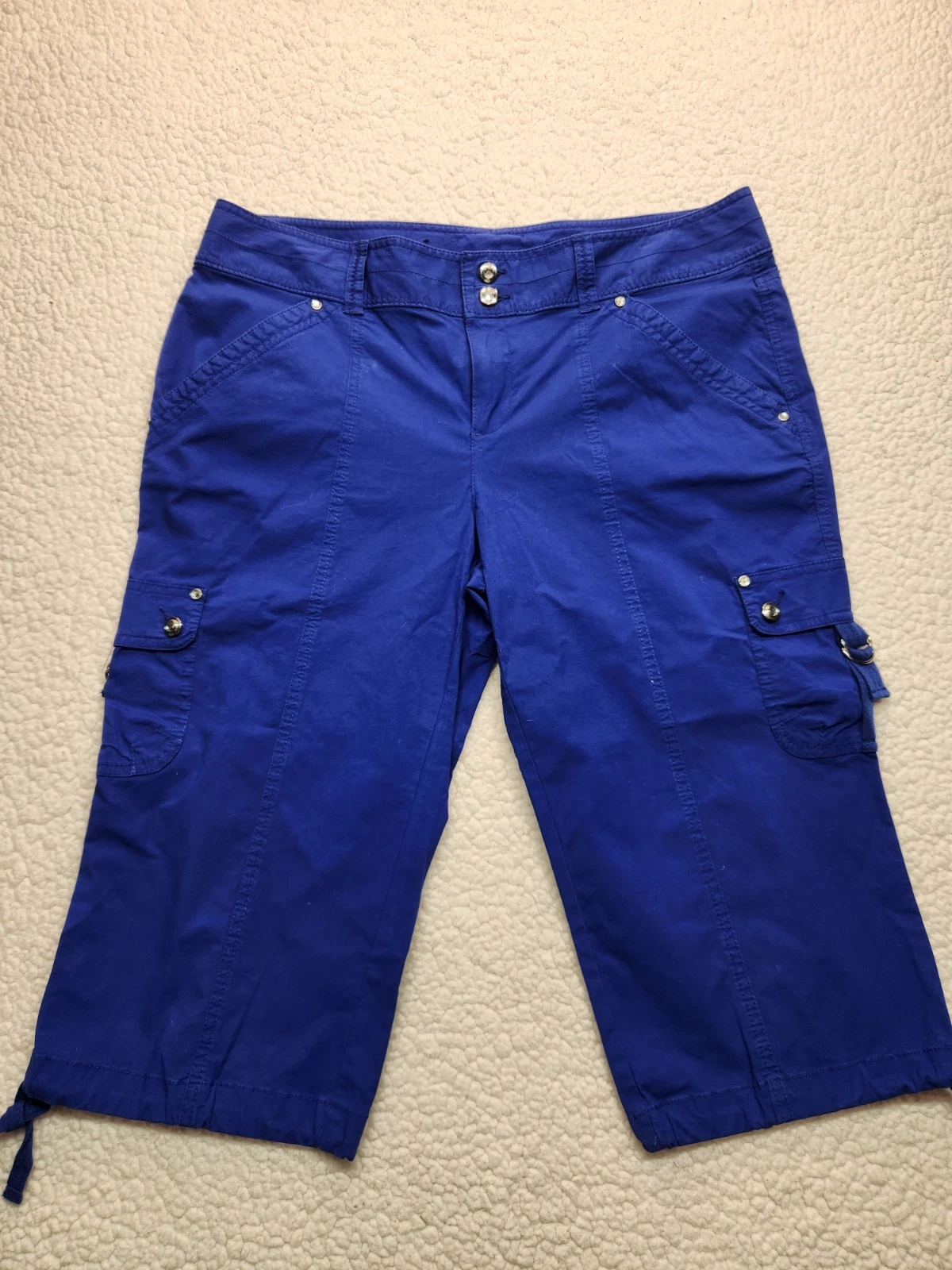 INC International Concepts Women’s 14P Blue Cargo Capri Pants Stretch