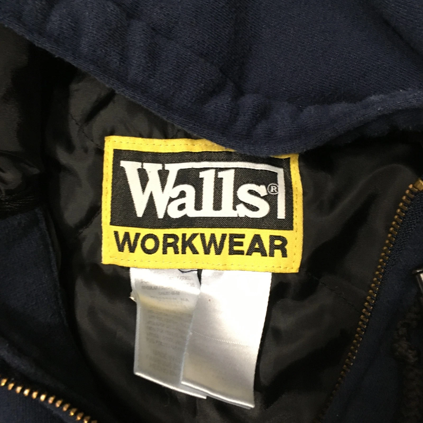 Walls Workwear Jacket Men’s Large blue Zip Hoodie Heavyweight QUILTED Lined image 4
