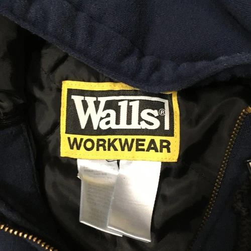 Walls Workwear Jacket Men’s Large blue Zip Hoodie Heavyweight QUILTED Lined image 4