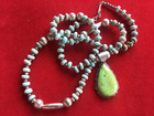 Navajo L. L.Signed Green Gaspeite 925 Pendant Turquoise Silver Beads 24”Necklace — photo 7