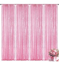 Matte Pink Sequin Backdrop Curtain 4 Pieces 2FTx8FT Glitter Photography Backdrop