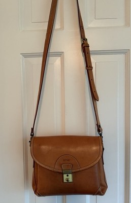 Vintage BREE Leather Crossbody Shoulder Purse Bag Patina Lock Key Suede Lining