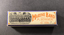 M Hohner Marine Band Harmonica No1896 Key of F Box Germany A440 Vintage Box