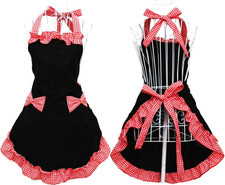 Cute Ladies Girls Retro Apron Dress Kitchen Cooking Vintage Aprons for Women wit
