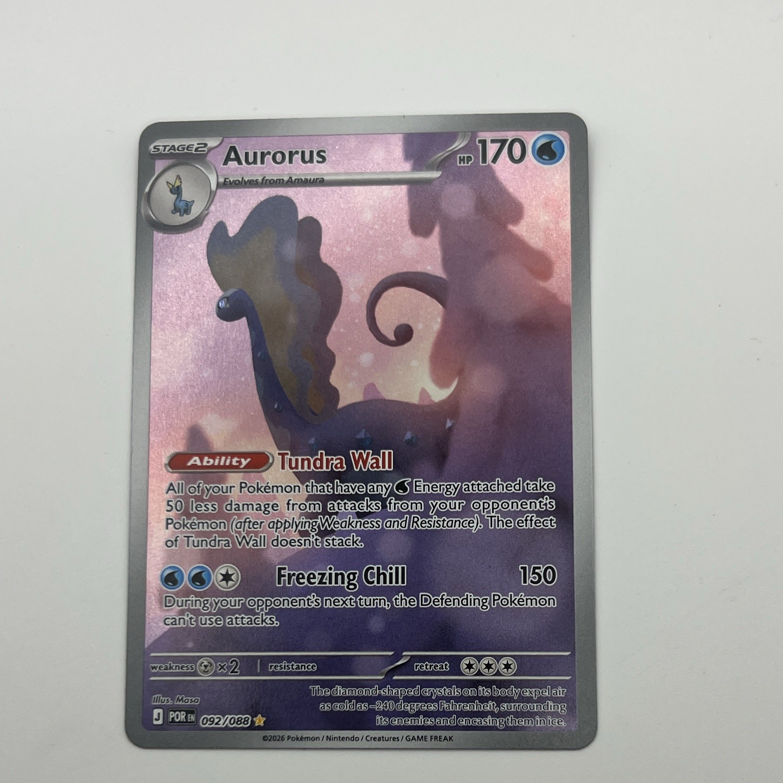 Nintendo Aurorus 092/088 Sv04 Paradox Rift Holo Rare ENG 2026 Stage 2 170HP