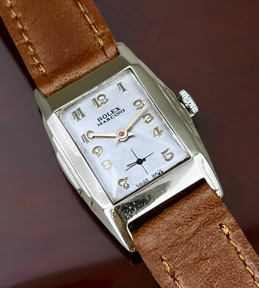 VTG ROLEX MARCONI SILVER DIAL NICKEL PLATED CASE Ø 24,8 x 38,6mm CIRCA 1930 - Image 3 of 4