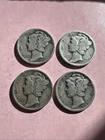 Junk Mercury Dime Silver Lot Of 4 Lots Of Pictures 90% Silver