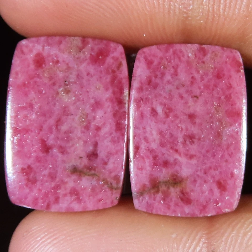 natural RHODONITE PAIR cushion cabochon loose gemstone 48.50 Cts. (15x23x03 mm) - Image 2 of 4