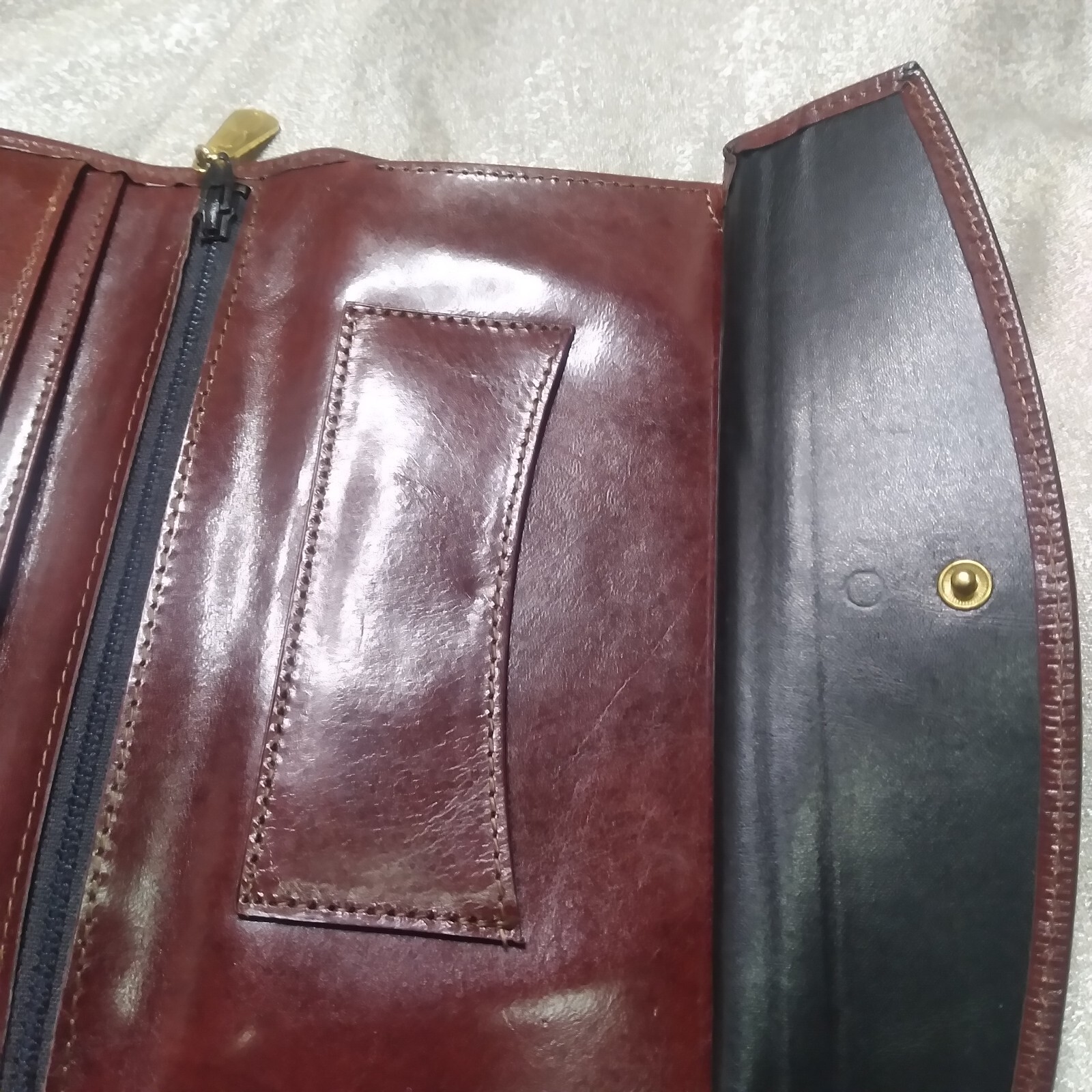 Vintage Bosca Red Mahagony Leather Trifold Checkbook … Gem