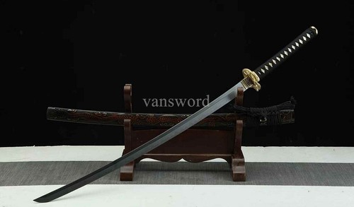 Japanese Katana Sanmai Steel Clay Tempered Sword Brass Tsuba Full Tang Sharp. - Picture 3 of 10