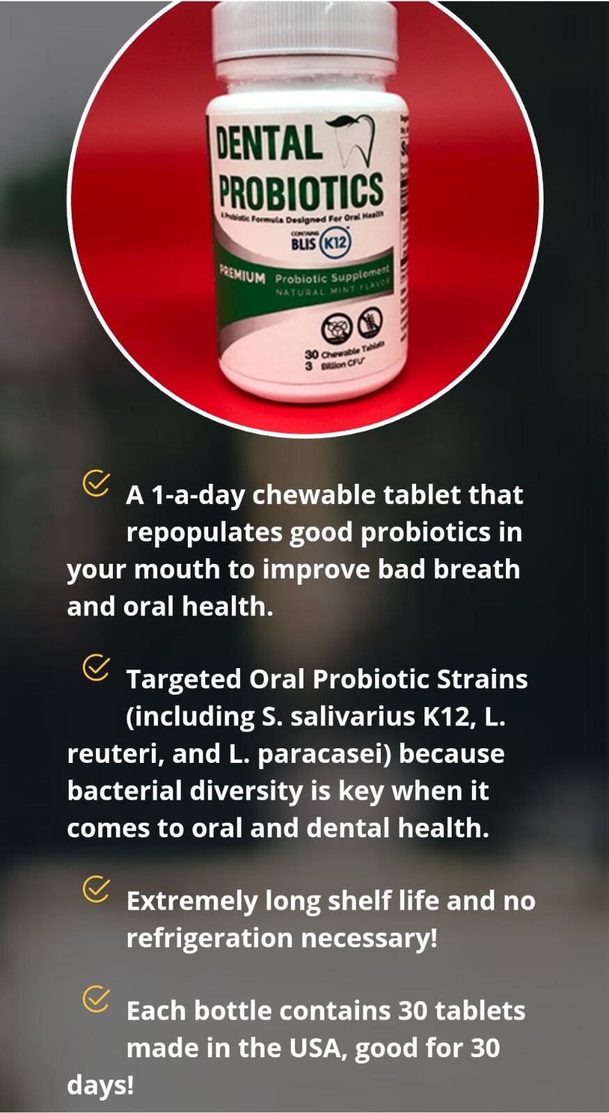 Dental Probiotics ProB Fresh 3 Billion CFU 30 Chewable tablets