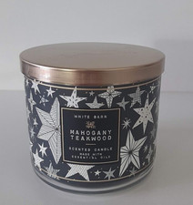 White Barn Bath Body works 3 Wick Candle Mahogany Teakwood Oils 14.5 oz NEW