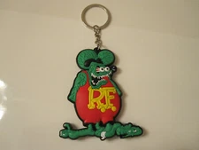 RAT FINK Keychain Key Chain PVC Rubber FOB Metal Ring ED BIG DADDY ROTH Green