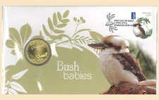 Australia 2013 Bush Babies Kookaburra Stamp & $1 UNC Coin Cover - PNC