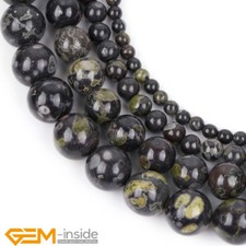Natural AAA Dark Green Spot Jasper Gemstone Round Beads For Jewelry Making 15"