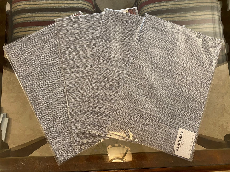 Table Placemats Set of 6 Non-Slip Washable PVC Heat Resistant Table Mats 18"x12" - Image 2 of 3