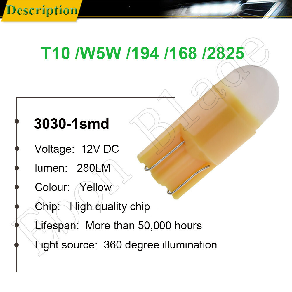 10 Lampadine LED T10 Verde 12-24V Per Auto | Indicatori Laterali 194 168 W5W 3030 SMD | Ruiandsion