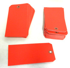 100 PACK - Thick Paper Shipping Tags, 6 1/4" x 3 1/8", Red, 8, 13pt Cardstock