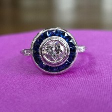 Art Deco 1Ct White Round Cut CZ Engagement Wedding Ring In 925 Sterling Silver