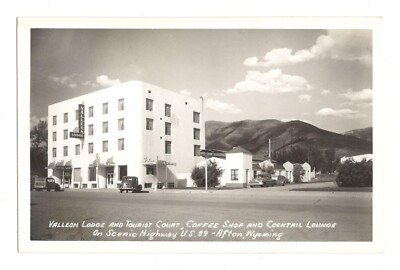 Valleon Lodge And Tourist Court Afton Wyoming Vintage Real Photo Postcard AF439
