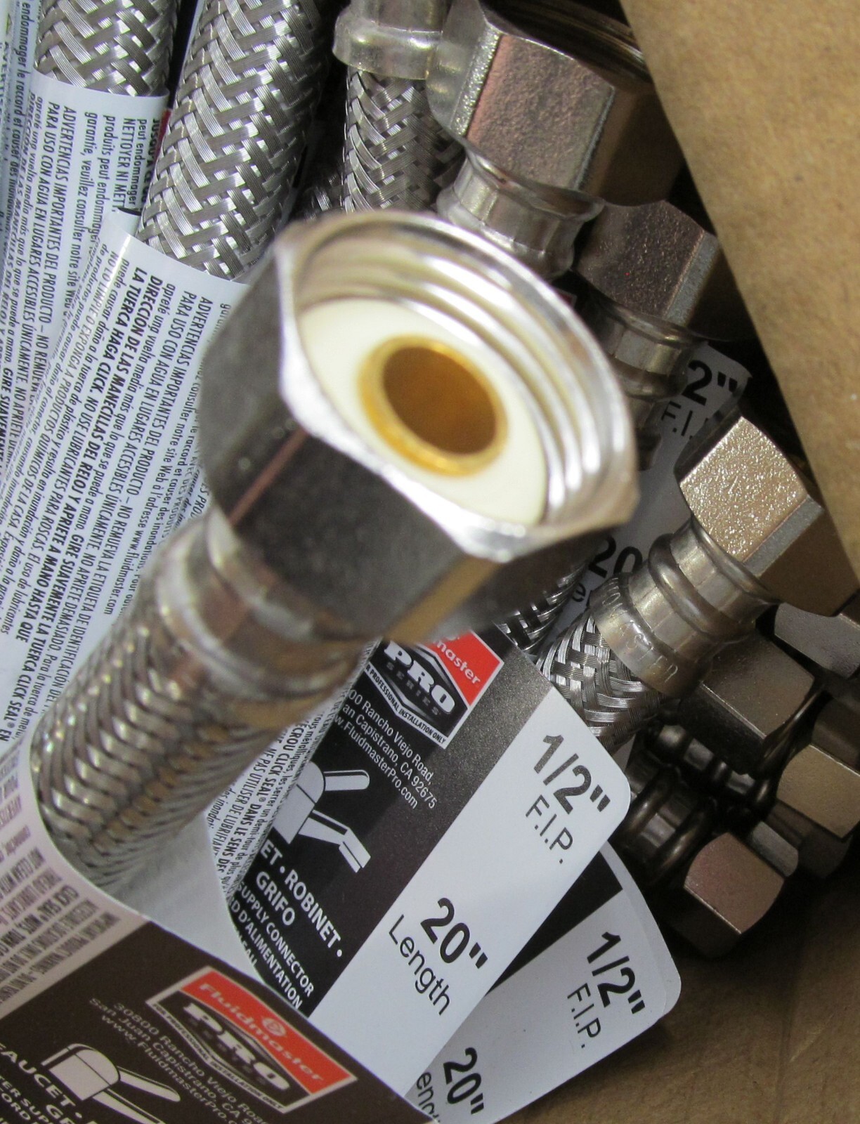 25 FLUIDMASTER PRO1F20 BRAIDED STAINLESS STEEL FAUCET SUPPLY LINE 3/8 1