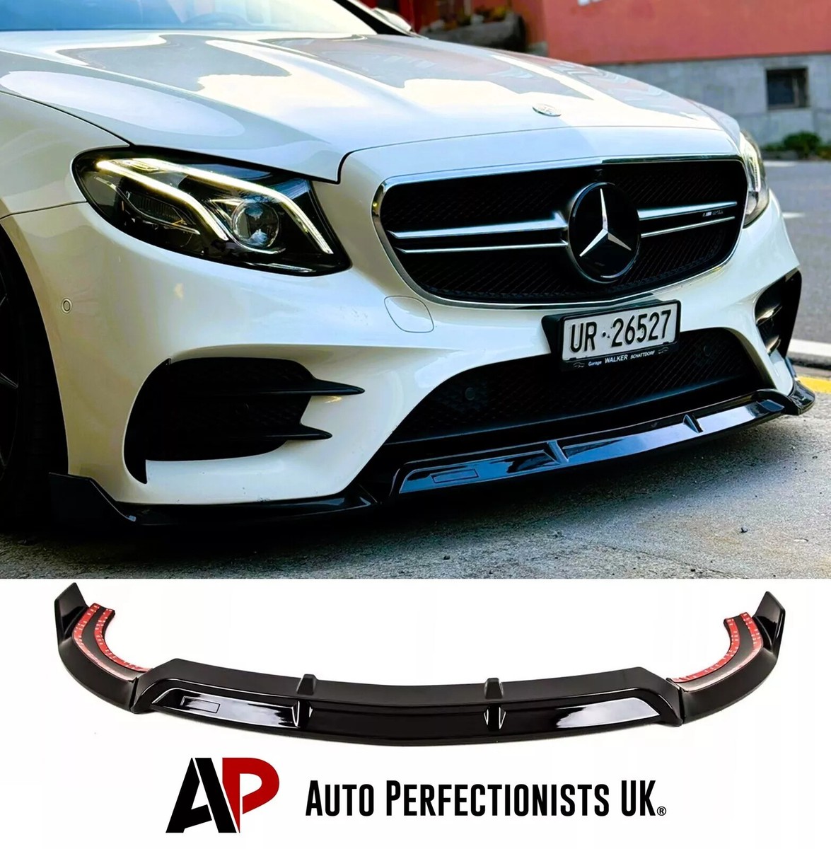 For Mercedes E Class E43 E53 AMG Line Gloss Black Front Splitter