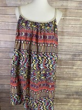 Sand & Spirit XL Swing Dress Cover Up Gold Braided Straps Lined Boho Southwest