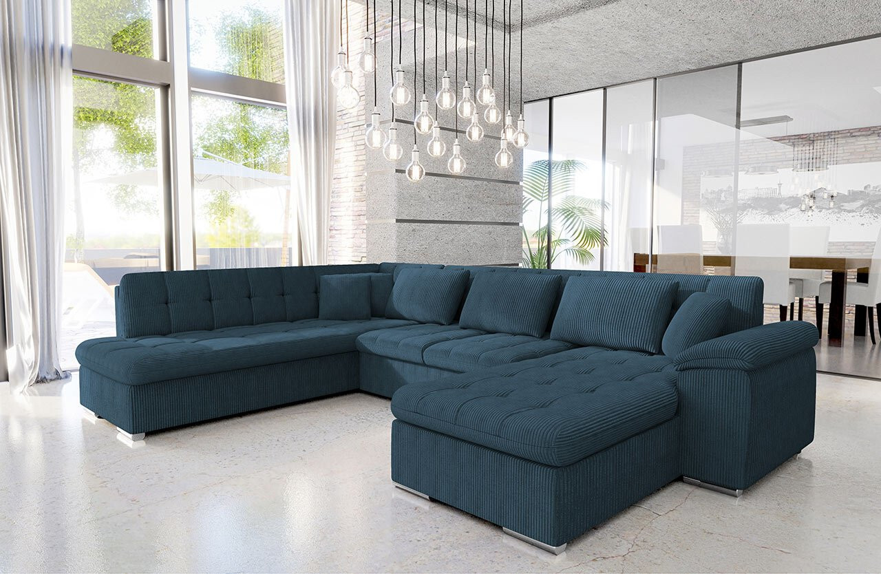 UShaped Corner Sofa Bed with Storage Springs NIKO BIS CORDUROY New eBay