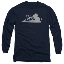 Longwood University Adult Long Sleeve T-Shirt Lancers State Shape, Navy, S-3XL