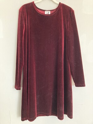 DJ Int l Velvet Mini Dress MEDIUM Burgundy Long Sleeve Whimsy Goth Grunge 90 s